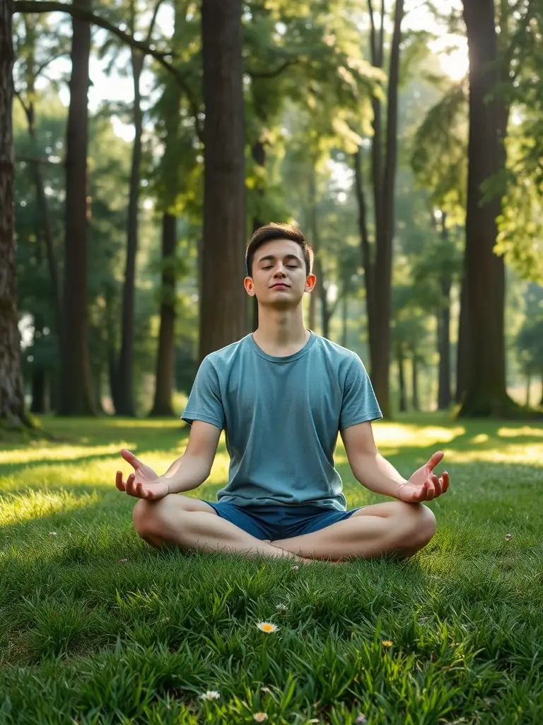 A serene image of a person meditating outdoors, highlighting the importance of mental wellness and stress reduction, for the LifetimeDPP website.