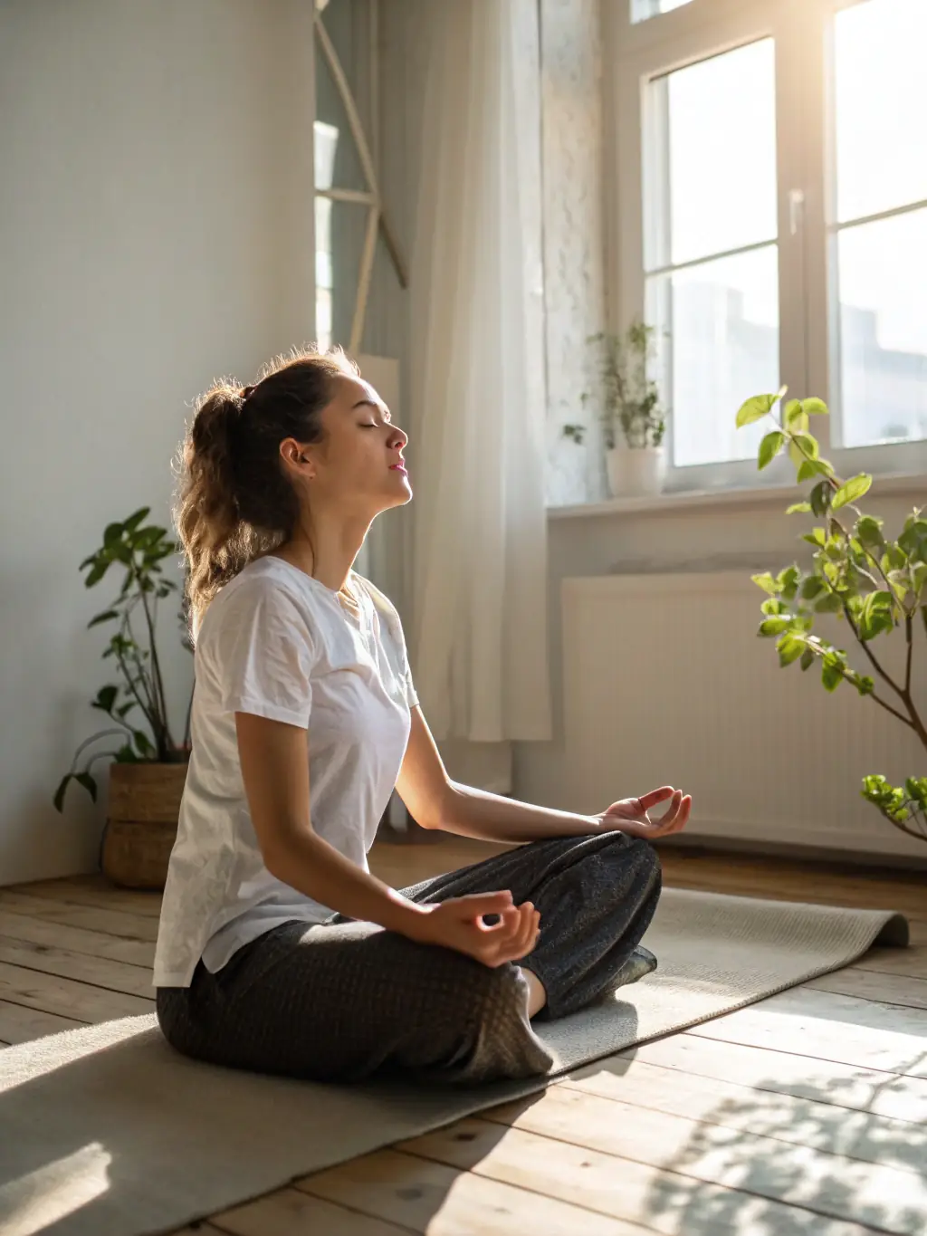 A serene individual practicing mindfulness meditation, symbolizing the Mental Wellness Program.